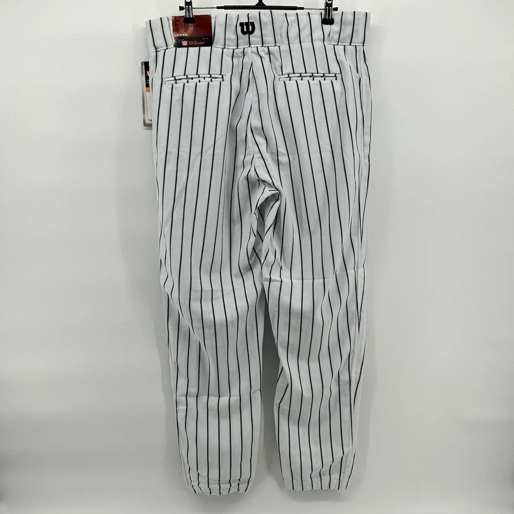 Wilson Mens Large Pinstripe Baseball Softball Pants White Black NWT WTA4398